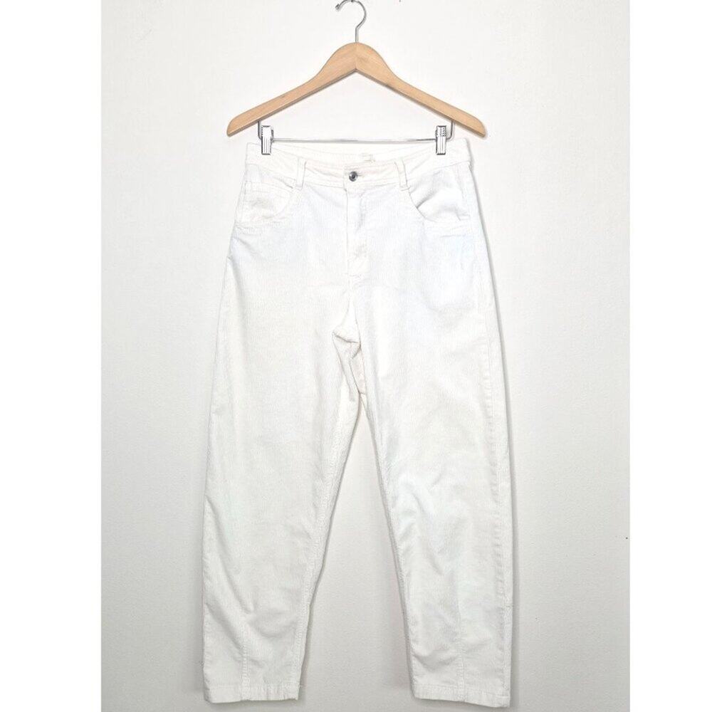 Maeve White Corduroy Pants Size 28 Cream Ribbed Trousers Straight Anthropologie